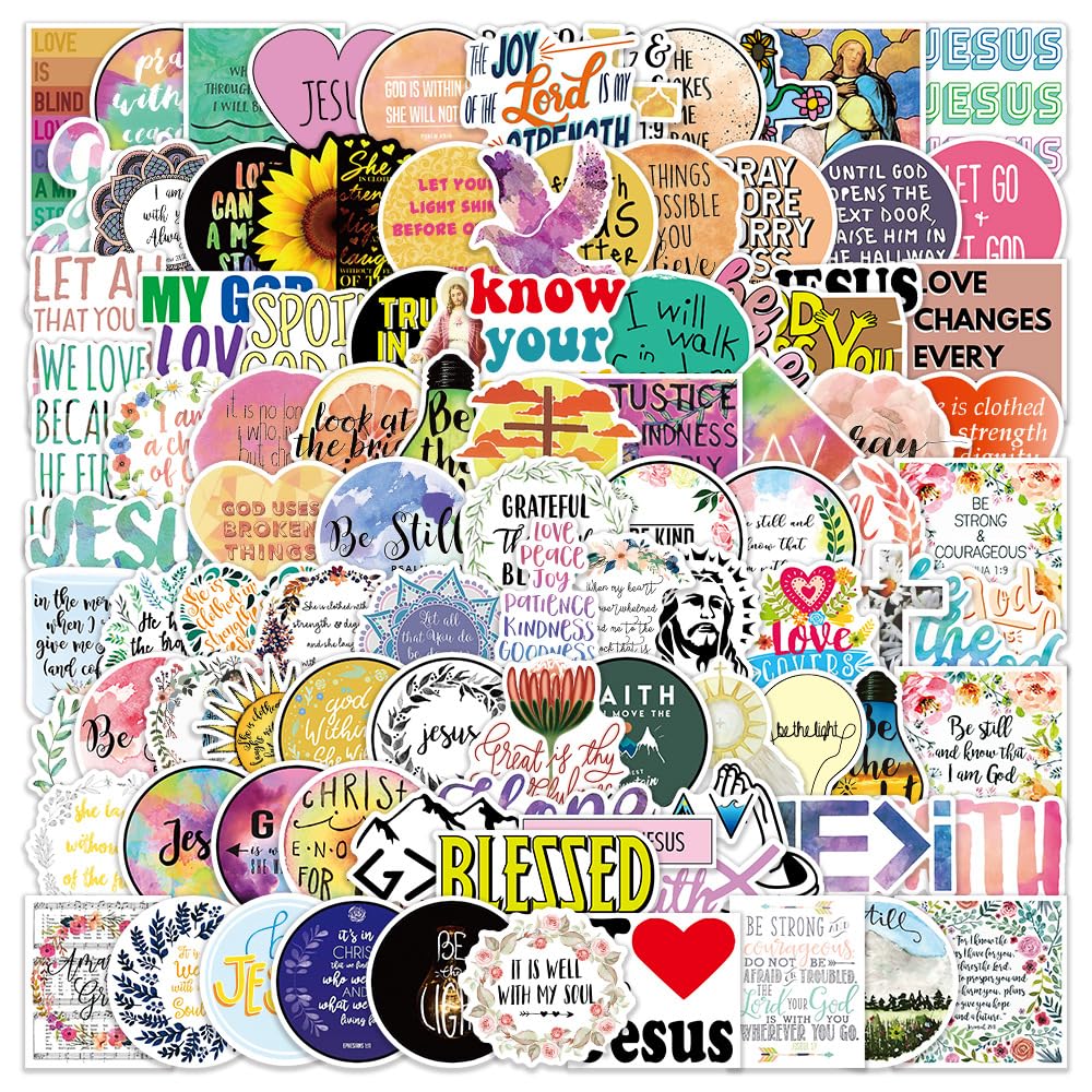 HASTHIP 100pcs Jesus Christian Stickers - Bible Verse Faith Stickers, Cross Wisdom Words Decals Stickers for Water Bottles, Religious Christian Easter Gifts Stuff Merchandise for Kids Boys Girls HASTHIP 100pcs Jesus Christian Stickers - Bible Verse Faith Stickers, Cross Wisdom Words Decals Stickers for Water Bottles, Religious Christian Easter Gifts Stuff Merchandise for Kids Boys Girls